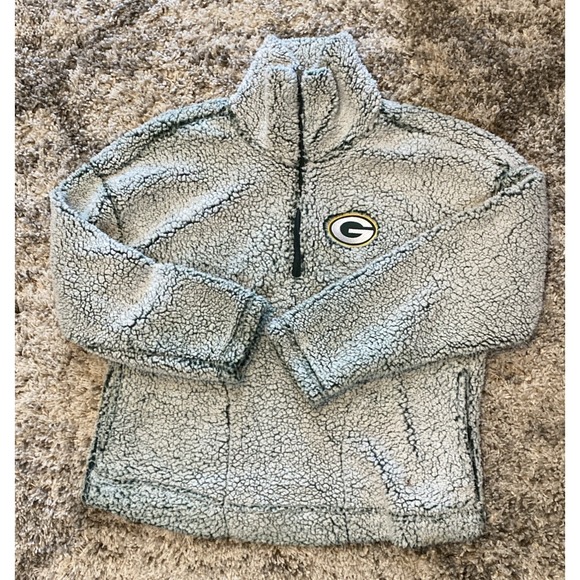 NFL Green Bay Packers Womens Large Sherpa Fuzzy Snap Pullover Sweatshirt Jacket - Picture 1 of 4